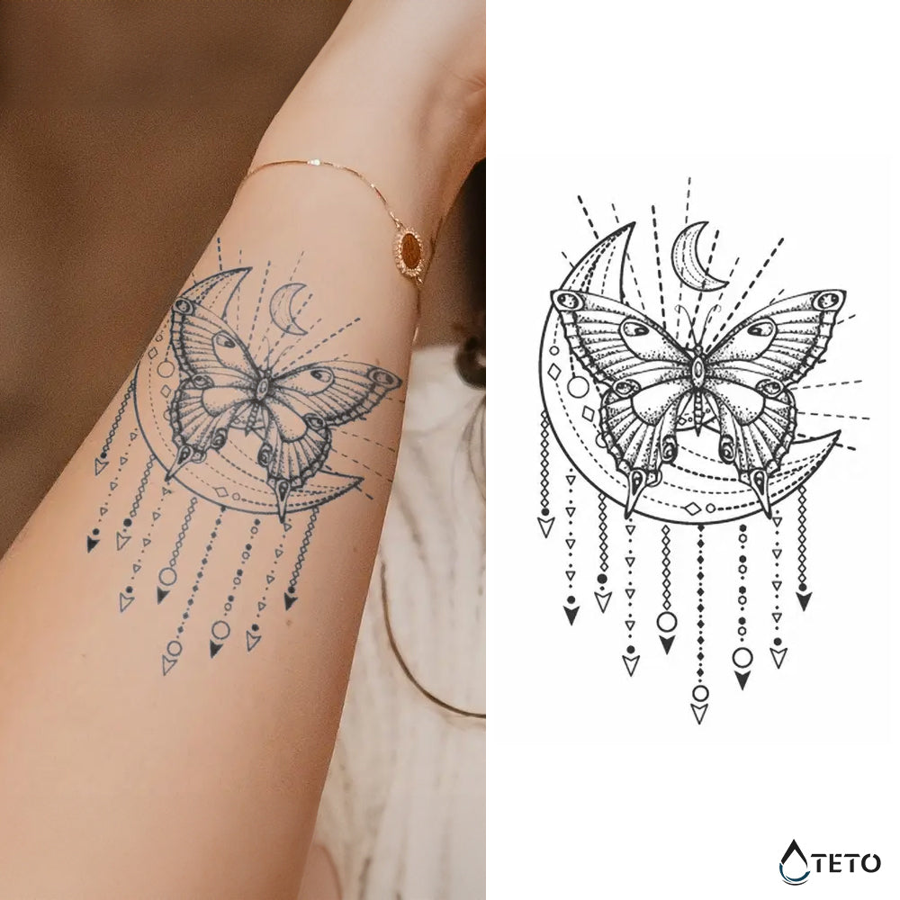 Mariposa mística – Semipermanente - TETO - Tatuajes Temporales