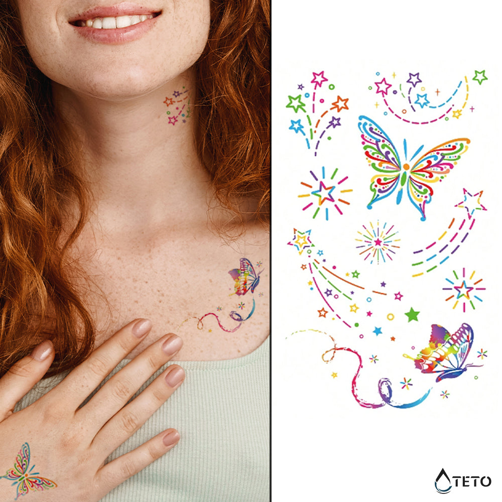 Mariposas arcoiris - TETO - Tatuajes Temporales