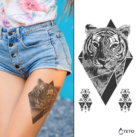 Tigre en rombo – Semipermanente - TETO - Tatuajes Temporales