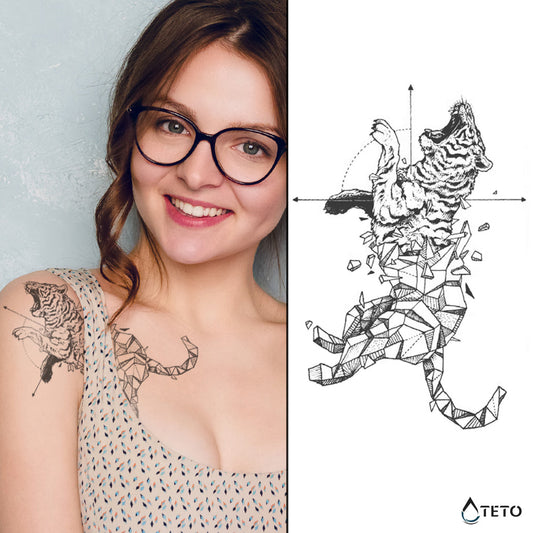 Tigre geométrico – Semipermanente - TETO - Tatuajes Temporales