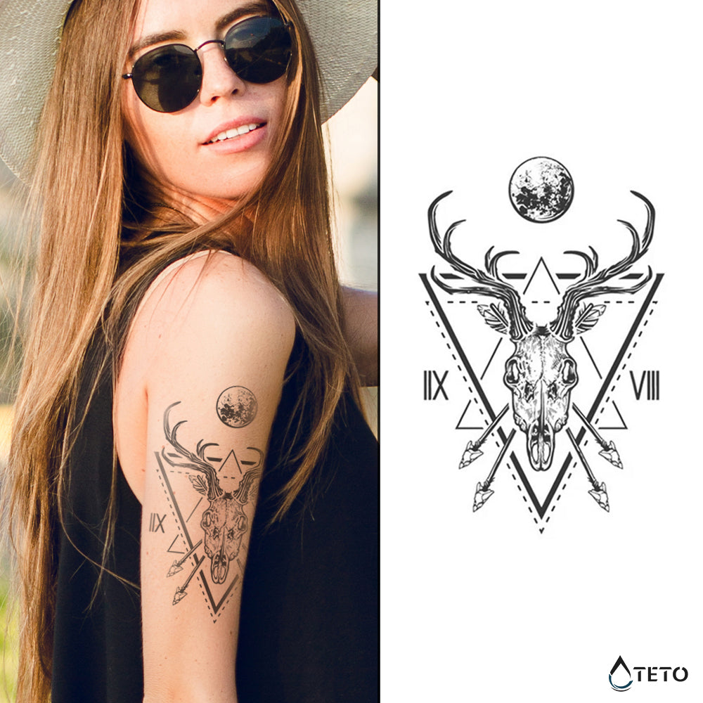 Calavera de ciervo – Semipermanente - TETO - Tatuajes Temporales