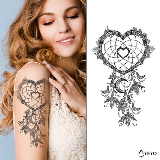 Atrapasueños de corazón – Semipermanente - TETO - Tatuajes Temporales