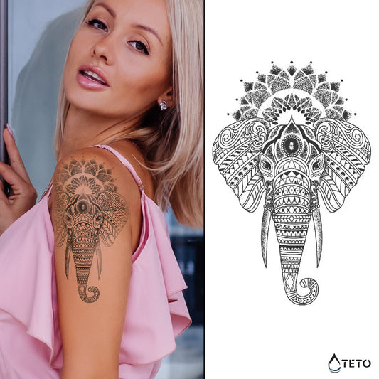 Elefante – Semipermanente - TETO - Tatuajes Temporales