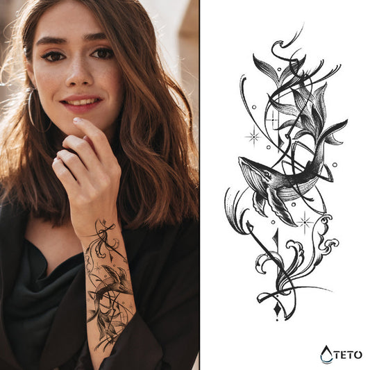 Ballena danzante – Semipermanente - TETO - Tatuajes Temporales