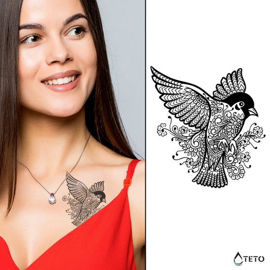 Pájaro – Semipermanente - TETO - Tatuajes Temporales