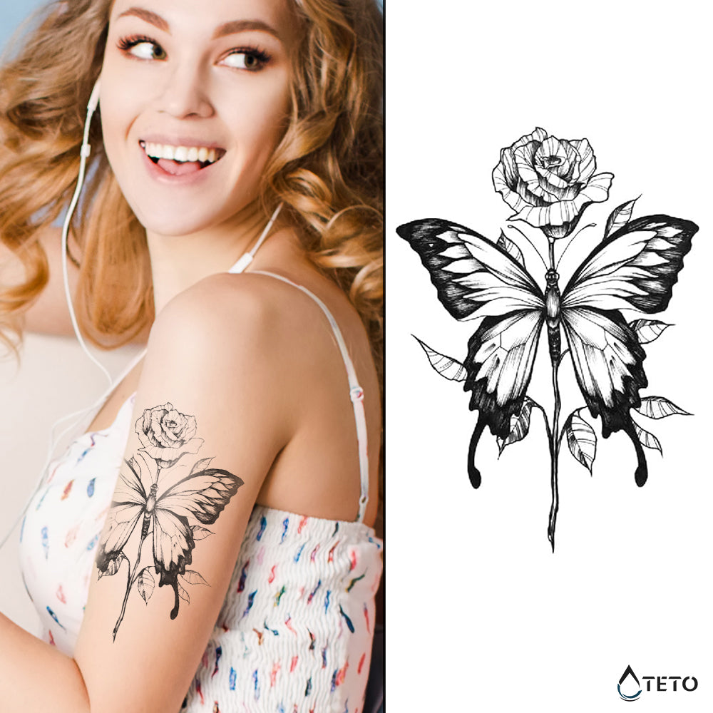 Mariposa - rosa - Tatuajes Temporales TETO