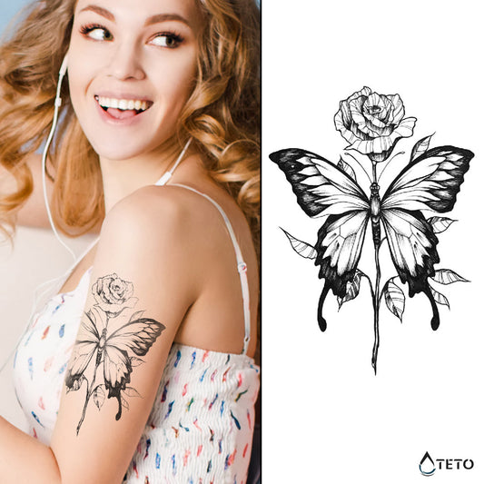 Mariposa - rosa - Tatuajes Temporales TETO