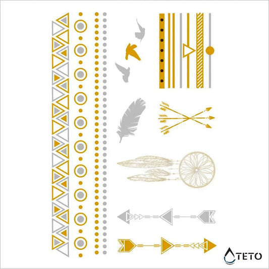 Pulseras y motivos – set – Tipo B - Tatuajes Temporales TETO