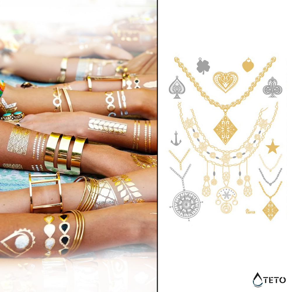 Pulseras y motivos – set – Tipo D - Tatuajes Temporales TETO