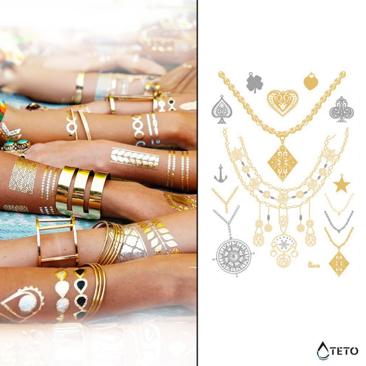 Pulseras y motivos – set – Tipo D - Tatuajes Temporales TETO