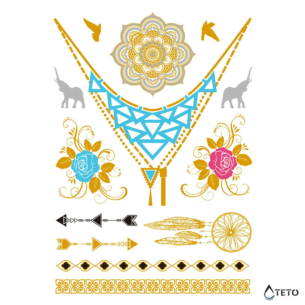 Pulseras y motivos – set – Tipo B - Tatuajes Temporales TETO