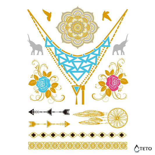 Pulseras y motivos – set – Tipo B - Tatuajes Temporales TETO