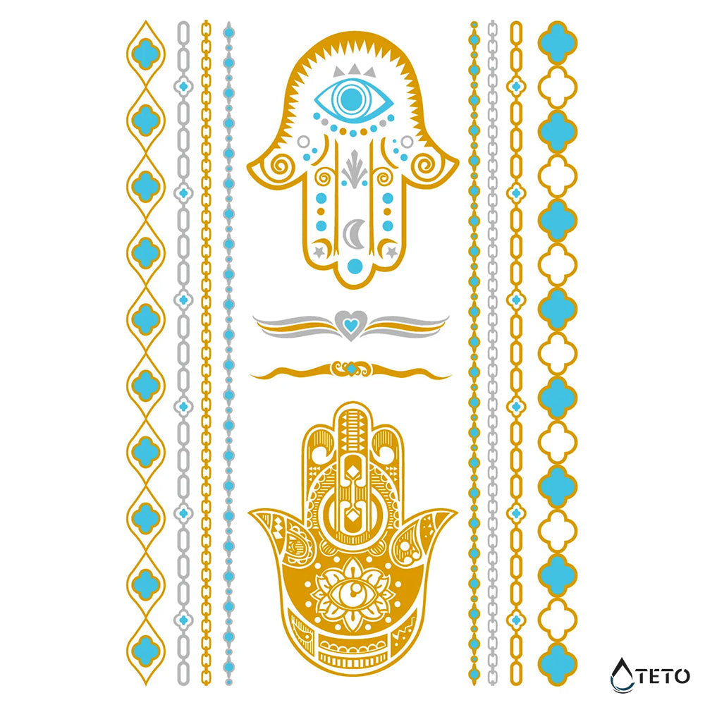 Pulseras y motivos – set – Tipo D - Tatuajes Temporales TETO