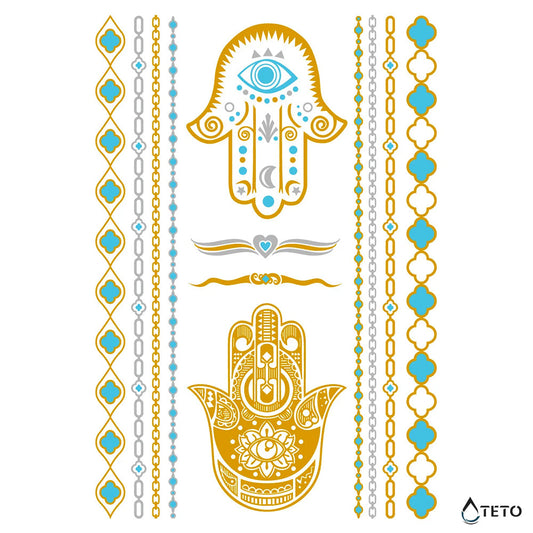 Pulseras y motivos – set – Tipo D - Tatuajes Temporales TETO