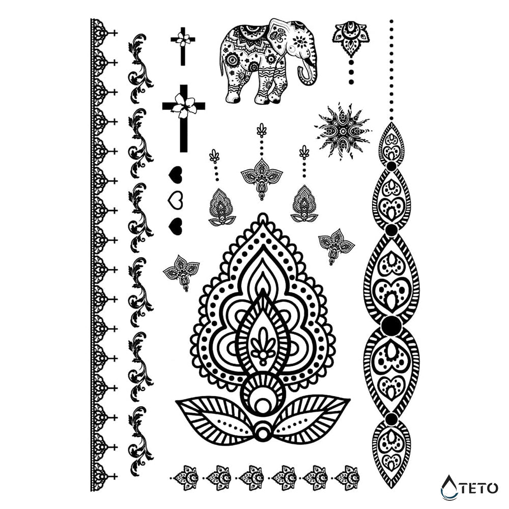 Pulseras y motivos - set - Tatuajes Temporales TETO