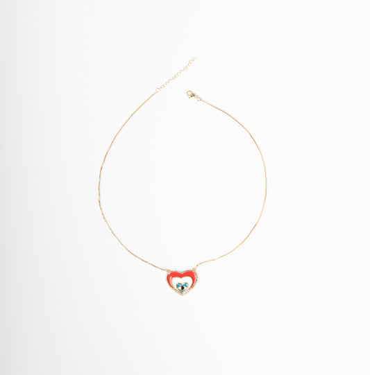 Collar con corazon y ojo turco