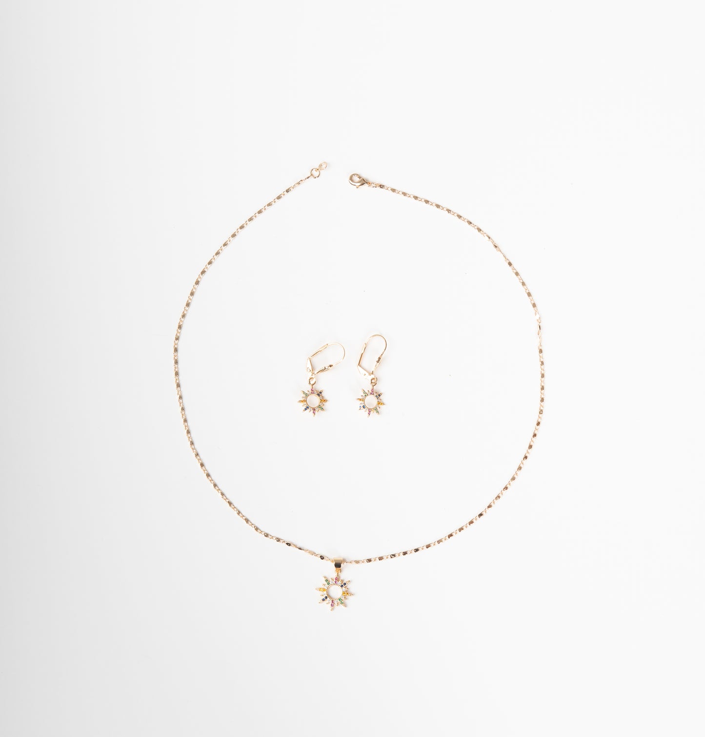 Set collar y aretes flor multicolor